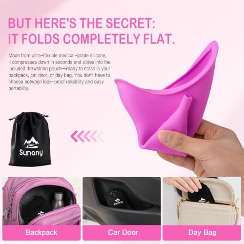 Female Urination Device, Reusable Female Urinal Silicone Women Pee Funnel | Women to Pee Standing Up, The Perfect Companion for Camping,Travel travel outdoor, folds compact, easy rinse - Image 3