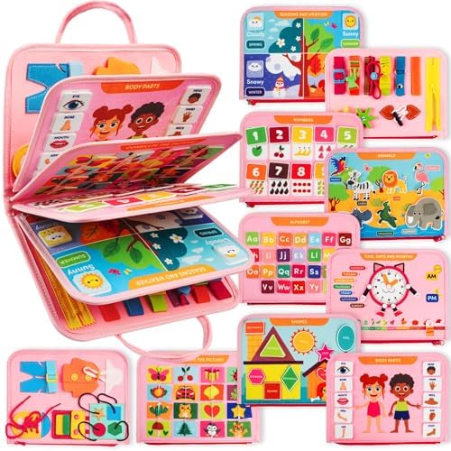 Clever Fox Play Busy Book, Toy for Toddlers, Babies & 3+ Year Olds, Pink by CleverFoxPlay