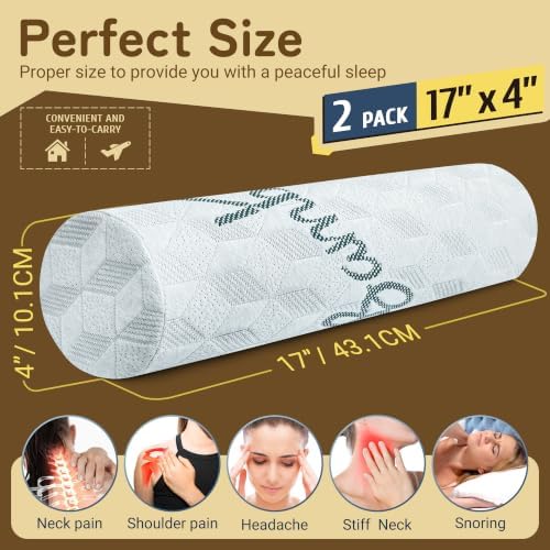 Cervical Roll Pillow, Cylinder Neck Pillow with Removable Washable Cover - Image 3