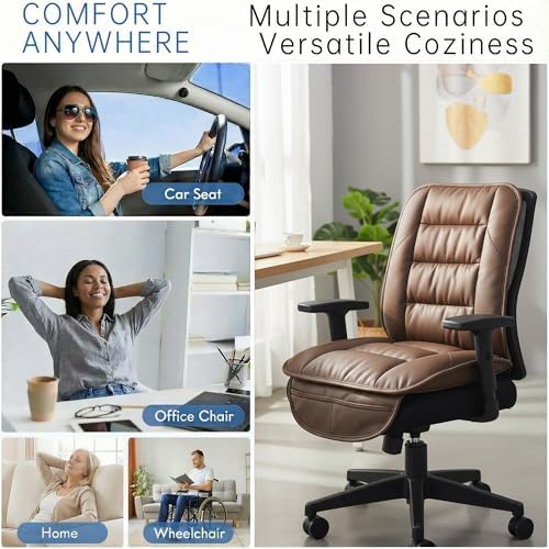 CORRIDOR Genuine Leather Seat Cushion for Car - Handmade - Relieve Hip, Pressure and Sciatica Pain - Ideal for Lower Back Pain - for Office Chair and Car Seat (Coffee Brown, Seat + Backrest) - Image 5