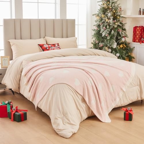 CozeCube Valentine's Day Love Heart Throw Blanket, Super Soft Romantic Fullfy Microfiber, Reversible Featival Blankets for Couch Bed Sofa, Warm Knit Christmas Decorative Gift Blankets, Pink 60"X80" - Image 5