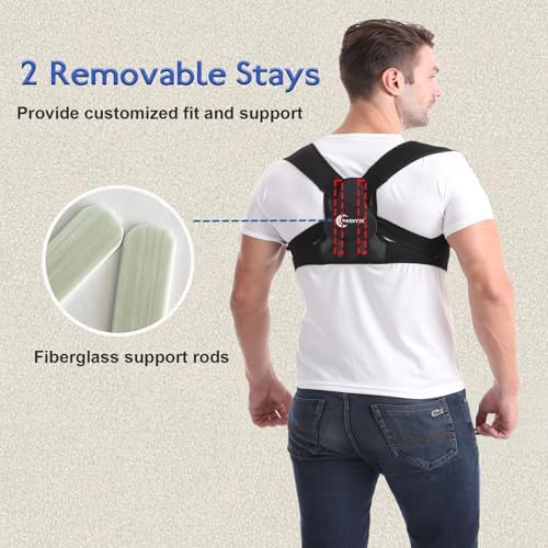 Paskyee Posture Corrector for Women and Men, Adjustable Back Brace for Neck, Shoulder, and Upper Back Pain Relief, Back Straightener for Clavicle Support Black S/M - Image 2