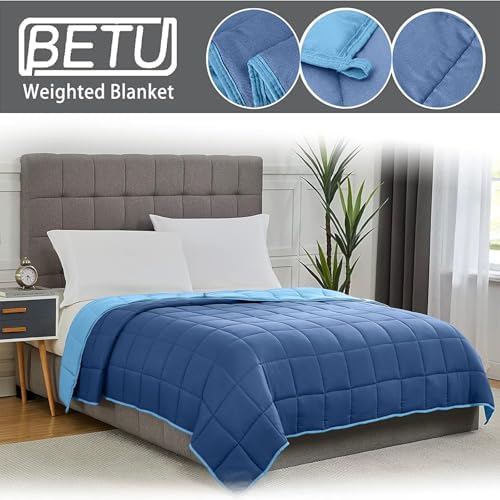 Weighted Blanket for Adults 15lbs, 60"x80", Queen Size Cooling Heavy Throw Blanket for 140-160lbs, MMicrofiber Soft Big Blankets Weighted Comforter, Blue - Image 3