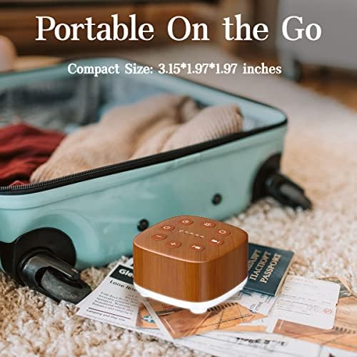 Meditation White Noise Machine Sound Machine 30 Soothing Sounds 12 Night Light 5 Auto-Off Timer Portable Sleep Machine for Travel Powered by AC or USB Sleep Therapy for Baby Kids Adults (Wood Grain) - Image 5