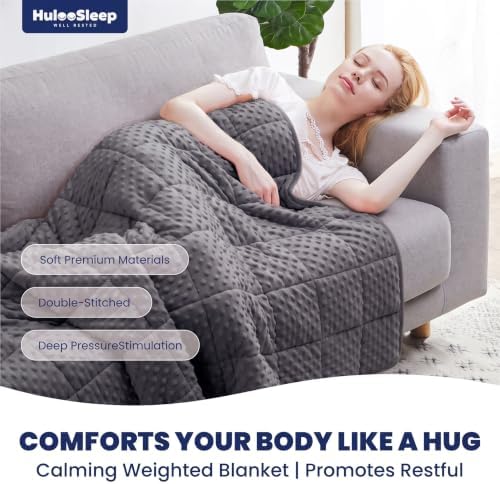 Huloo Sleep Weighted Blanket Twin 15lbs for Adult(48"×78",Gray) Breathable Soft Minky Weighted Throw Blanket for All Season,Heavy Blanket with Premium Glass Beads - Image 3