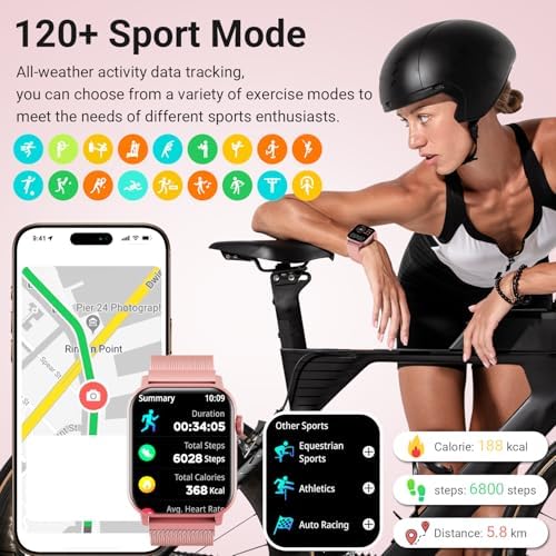 Smart Watches for Women - 1.83'' HD 2026 Fitness Tracker with Answer and Make Calls with Heart Rate Sleep SpO2 Monitor 120+ Sport Modes and IP68 Waterproof with Compatible iPhone and Android (Pink) - Image 6