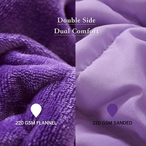 Satwip Purple Weighted Blanket 12 Pounds Fuzzy Warm Flannel Weighted Bed Blanket with Soft Breathable Sanded, 48 x 72 inches, Purple - Image 3