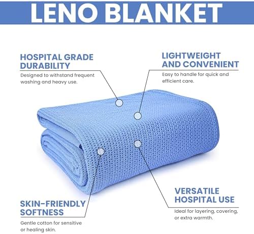 Linteum Textile Supply Blue Hospital Thermal Blanket 66x90 Inch 100% Cotton, Soft and Cozy, Breathable, Open-Cell Weave Design, All Season Twin Hospital Blanket (2-Pack) - Image 2