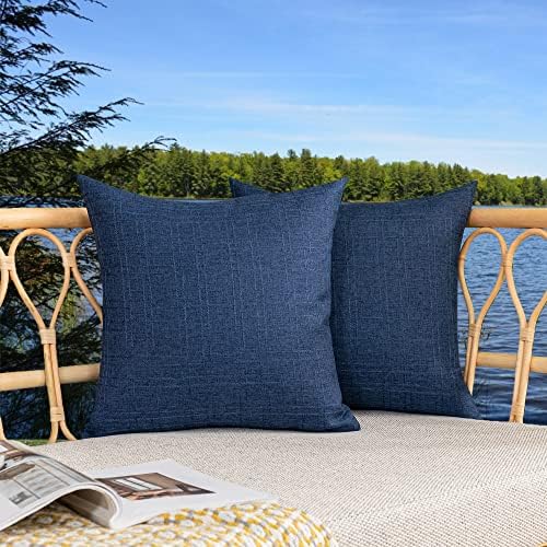 Kevin Textile Outdoor Waterproof 24”x24” Pillow Covers 2 Pack, Blue by KevinTextile