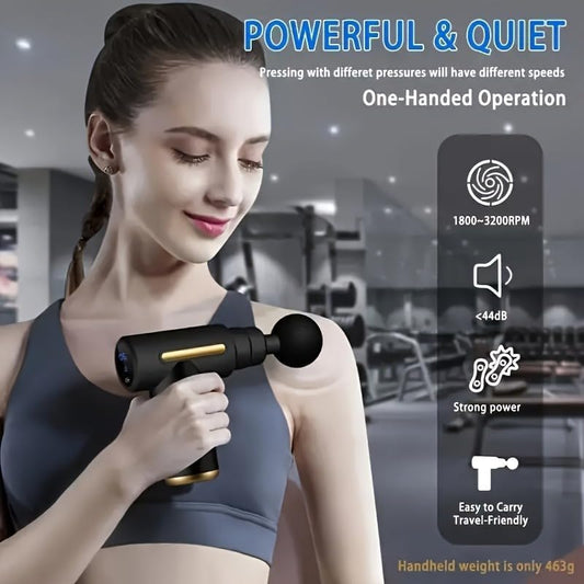 Portable Massage Gun Deep Tissue,Percussion Handheld Muscle Massager Tool, Ideal Gifts for Home & Travel (Grey) - Image 3