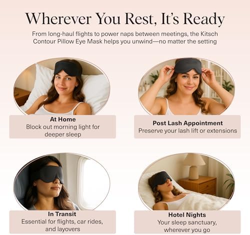 Kitsch Contour Satin Sleep Mask | Eye Masks for Sleep - Charcoal - Image 6