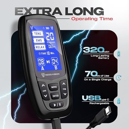 NEOCARBON TENS Unit Muscle Stimulator Ergo Machine for Pain Relief, Black - Image 5