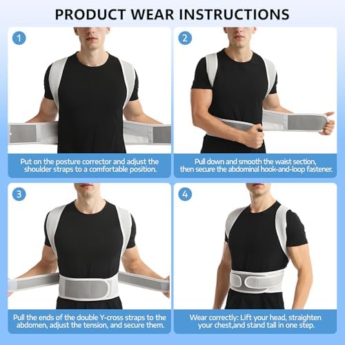 Posture Corrector, Back Posture Corrector for Men and Women, Adjustable Shoulder Back Support, Shoulder Straightener for Scoliosis, Hunchback, Thoracic, Back Pain Relief (L, Gray) - Image 6