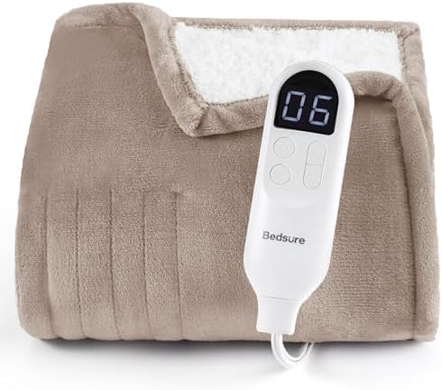 Bedsure Heated Blanket Throw, Soft Electric Blanket with Preheat, Taupe by Unknown