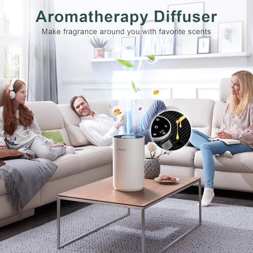 Air Purifiers for Bedroom Home up to 1350 ft² - Vniup H14 True Room Air Purifiers for Bedroom, with Fragrance Function Sleep Mode& Light Mode Air Cleaner for Pet Dander Odor Dust Smoke - Image 2