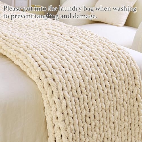 Chunky Knit Blanket Throw for Couch, 60"x80" Chunky Yarn Knitted Blankets - Image 7