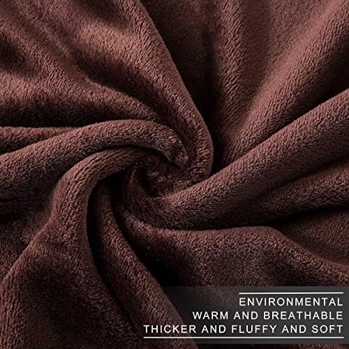 Richave Fleece Blanket King Size 350GSM Lightweight Throw for The Bed Warm Sofa Blanket 90" x 108"(Brown King) - Image 5