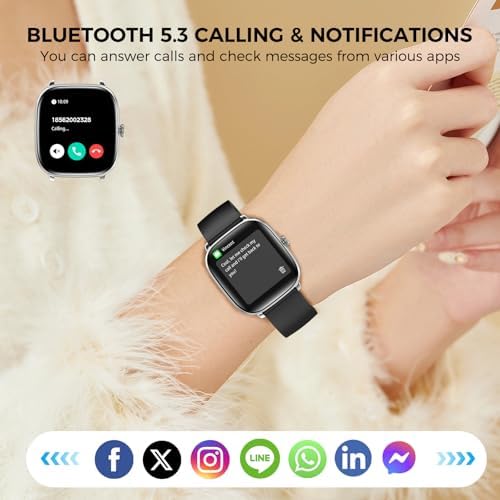 BRIBEJAT Smart Watches for Women Men, 1.75” AMOLED Touchscreen, Bluetooth Calling, Heart Rate/SpO2/Sleep Monitor, 10 Day Battery, IP68 Waterproof Finess Watch Compatible with iPhone Android (Silver) - Image 4