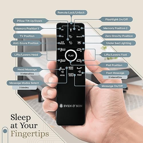 Sven & Son Harmony Adjustable Bed Base, Head and Foot Lift, Massage, Under-Bed Lights, USB, Gel Memory, Zero Gravity Smart Frame - Full + 14 inch Hybrid Spring Matt (Medium Soft) - Image 4