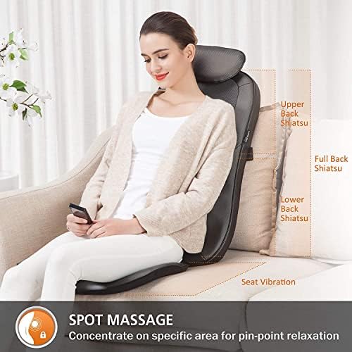 Snailax Back Massager with Heat, Shiatsu Massage Chair Pad for Back Pain, Rolling Kneading Massage Seat Cushion, Gifts for Women/Men, Stress Relax at Home Office - Image 3