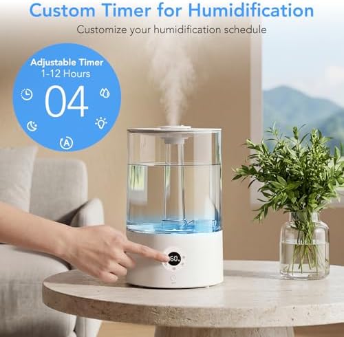 Electactic 4L Top Fill Humidifier for Bedroom, Auto Constant Humidity, Smart Control, Quiet Ultrasonic Cool Mist, 360° Nozzle, 3 Mist Levels, 7-Color Light for Home Office Baby Room - Image 6