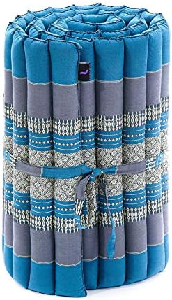 Leewadee - Foldable Floor Mattress - Japanese Roll Up Futon -Trifold Tatami Mat- Guest Floor Bed - Camping Mattress - Thai Massage Mat, Kapok Filled, 75 x 20 inches, Light Blue - Image 4
