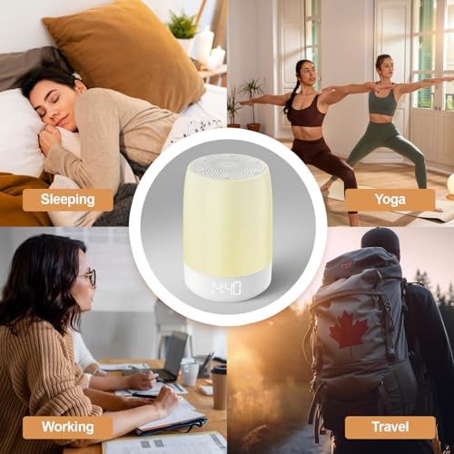 White Noise Machine Alarm Clock for Baby Adults Kids with 32 Soothing Sounds 8 Colors Rainbow Breathing Light，Toddler Sleep Trainer with Timer, App Remote Control，Bluetooth Playback for Bedroom - Image 6