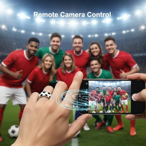 Smart Ring for Women, Soccer Inspired Design (Black,9#) - Image 6