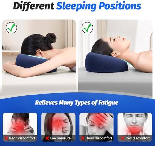 xiaomubiao Face Down Pillows for Massage Table, Massage Headrest for Bed, Face Pillow for Stomach Sleeping, BBL Pillow After Surgery Post Eye Surgery & Vitrectomy Recovery, Removable Cover, Navy Blue - Image 3