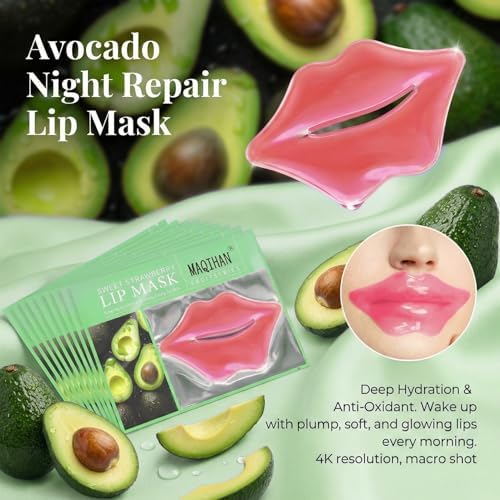 30PCS Moisturizing Lip Mask - Lip Patches for Spa Daily Labial Masks Skincare Hydrating to Reduce Wrinkles Dryness Anti-wrinkle Lightens, Avocado - Image 2