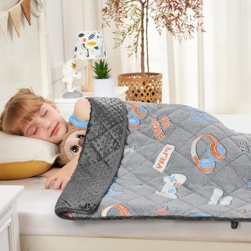 yescool Weighted Blanket 5 Pounds Weighted Lap Blanket, Glow in The Dark Gaming Heavy Blankets, Warm Minky Weighted Throw Blanket Gifts for 40-60lbs, 36"x48" - Image 5