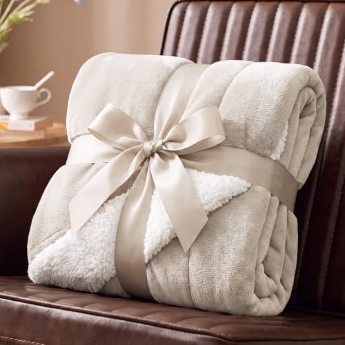 Bedsure GentleSoft Sherpa Fleece Throw Blanket for Couch, Non-Heated, Thick and Warm Throw for Women and Men, Soft Fuzzy Plush Blanket for Winter, Beige, 50x60 Inches - Image 7