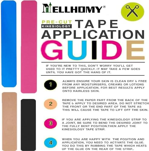 Kinesiology Tape Precut-20 Strips| [10in x 2in] Elastic Breathable Athletic Tape for Joints Support & Muscle Pain Relief-Cotton Waterproof K Taping Sports Tape Perfect for Any Activity (Black) - Image 4