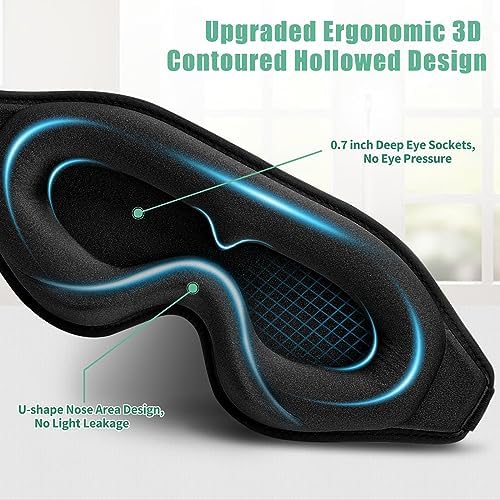 BeeVines 3D Molded Sleep Mask, Blackout Eye Masks for Sleeping (2 Packs) - Image 4