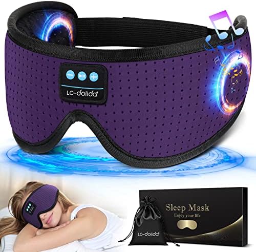 LC-dolida Sleep Headphones, White Noise Bluetooth Sleep Mask 3D Breathable Wireless Eye Mask for Timing, Sleep Mask with Bluetooth Headphones for Side Sleepers Travel Yoga, Cool Gadgets for Women Men by LC-dolida