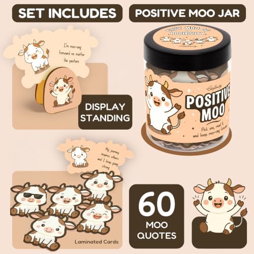STOFINITY Positive Cow Affirmation Jar, 60 Encouragement Cards - Image 2