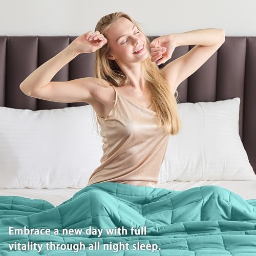 yescool Weighted Blanket for Adults (12 lbs, 48" x 72", Green) Cooling Heavy Blanket for Sleeping Perfect for 110-130 lbs, Twin Size Breathable Blanket with Premium Glass Bead, Machine Washable - Image 5