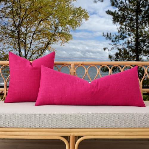 Kevin Textile Outdoor Waterproof 14”x36” Pillow Cover 1 Pack, Hot Pink - Image 5