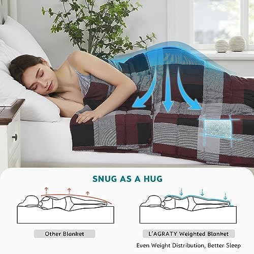 L'AGRATY Weighted Blanket - 48"x72" 15lbs Cooling Breathable Heavy Blanket Microfiber Material with Glass Beads for Adult All-Season Summer Fall Winter Soft Thick Comfort - Image 3