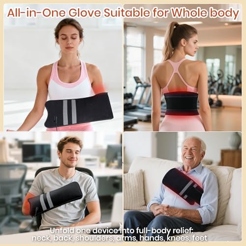 Red Light Therapy Glove for Hand & Wrist 150 LEDs Infrared Light Therapy for Finger Joint Relief, 17"x4" Portable Red Light Therapy Pad for Body & Arm, 660nm 850nm Dual Wavelength, Gifts for Women Man - Image 4