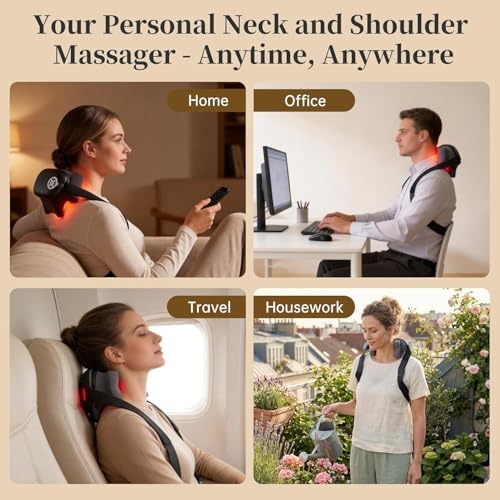 Cordless Neck and Shoulder Massager, 6D Shiatsu Kneading with Remote Control, Rechargeable Electric Back Massager with Red Light, 4 Modes 3 Speeds - Image 6