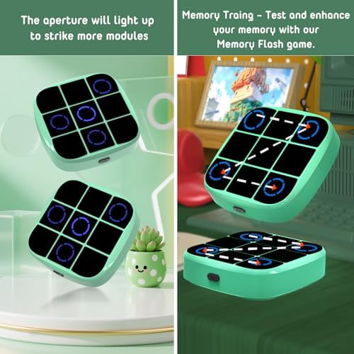 Tic-Tac-Toe Bolt Game, 4-in-1 Handheld Puzzle Games Console, Electronic Tic-Tac-Toe Game for Educational and Memory Growth, Portable Travel Games for Car Ride, Board Games for Kids and Adults (Cyan) - Image 4