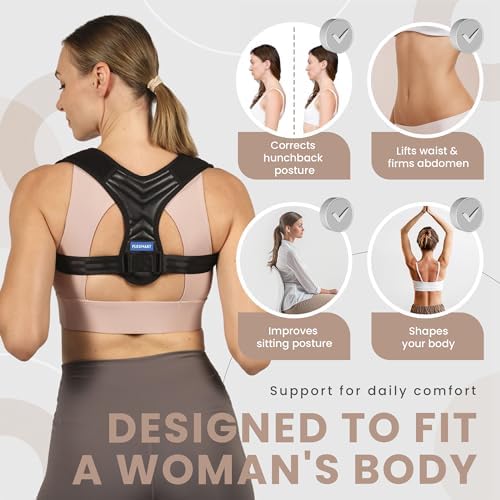 Posture Corrector Just For Women - Adjustable Back Brace - Full Spine Support & Alignment Pain Relieves Neck, Shoulder, Clavicle & Lumbar Pain Breathable & Comfortable - Sizes Medium & Large Perfect for Office. - Image 4