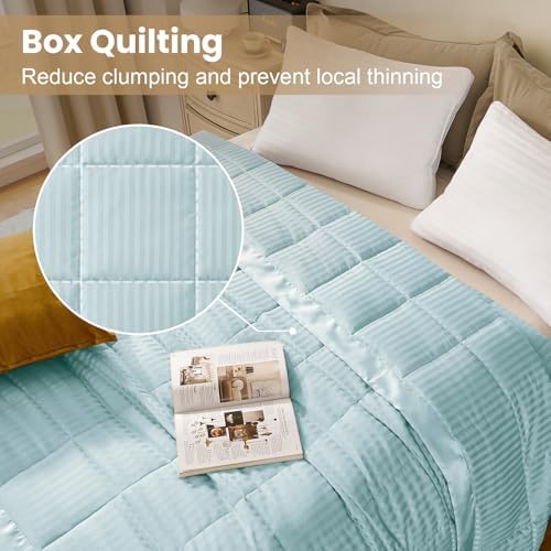 downluxe King Size Blanket with Satin Trim, Lightweight Down Alternative King Blanket for All Season, Machine Washable (Cool Blue, 108 x 90 Inch) - Image 2