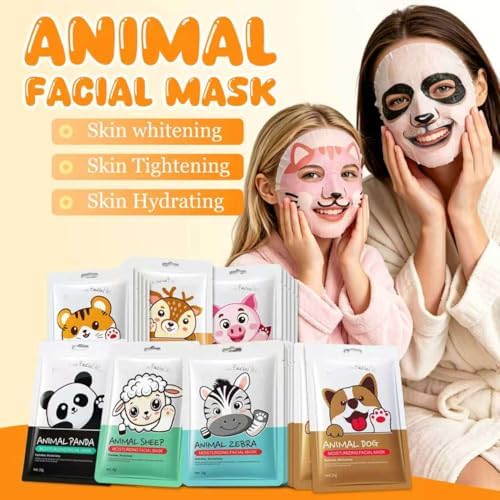 7 Packs Cute Animal Character Design Facial Masks, Deep Hydrating Spa Masks for All Skin Types, Gift for Kids' Birthday Party, Girl's Night, Enjoy Skincare Life - Image 3