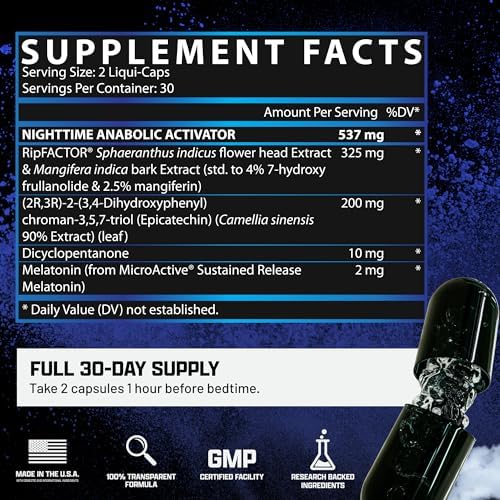 Nutrex Research Anabol Nighttime Sleep Support Supplement and Anabolic Muscle Builder for Men Post Workout Recovery Strength and Muscle Growth Capsules Count 60 - Image 4