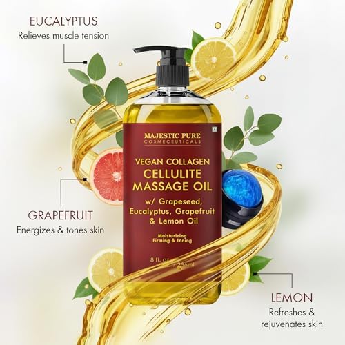 Majestic Pure Cellulite Massage Oil, Toning Body Blend, with Roller 8 Fl Oz - Image 4