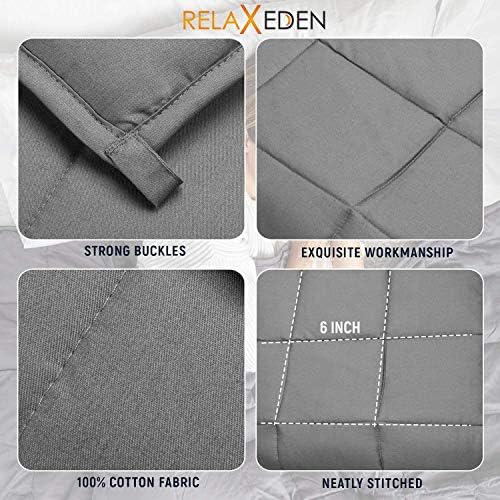Adult Breatheable Cotton Weighted Blanket with Removable Navy Duvet Cover, 60 x 80 Inch, 15 Pounds, Made w/Polyester and Glass Beads, Grey - Image 4