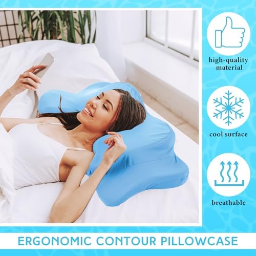 Hahafelt Cooling Cervical Neck Pillowcase,Blue,Standard Size - Image 4