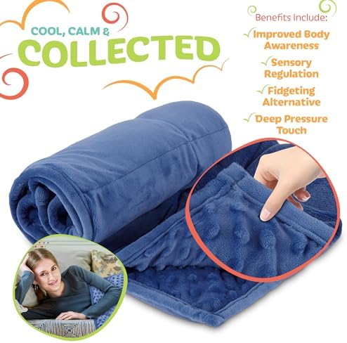 XL Weighted Blanket for Kids 5lb (Blue) 36x48 Inch, Plush Minky Kids Blanket with Travel Bag, Blanket for Ages 4 to 10 - Image 3